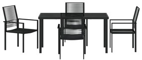5 darabos kert étkező készlet Fekete PVC rattan