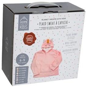 HOODIE UNICORN rózsaszín gyermek ujjas pléd ujjal és kapucnival