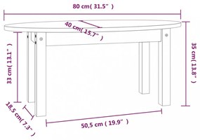 tömör fenyőfa dohányzóasztal 80x40x35 cm