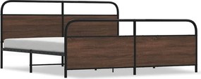 vidaXL barna tölgy színű fém ágykeret matrac nélkül 180 x 200 cm