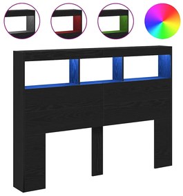 fekete tölgy színű áthidalószekrény LED-ekkel 140 x 17 x 102 cm