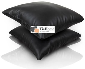 Fekete párna 40x40cm eco-bőr TiaHome