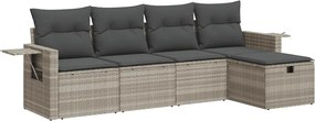 vidaXL 5 részes világosszürke polyrattan kerti ülőgarnitúra párnákkal