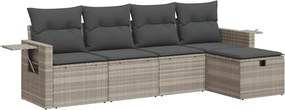 vidaXL 5 részes világosszürke polyrattan kerti ülőgarnitúra párnákkal