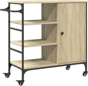 vidaXL sonoma tölgy színű szerelt fa zsúrkocsi 87,5 x 38,5 x 84,5 cm