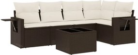 vidaXL 6 részes barna polyrattan kerti ülőgarnitúra párnával