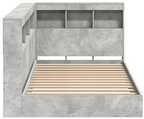 Könyvespolcos ágy Beton szürke 75x190 cm Mérnöki fa