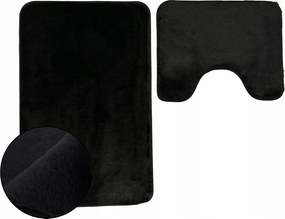Fürdőszobaszőnyeg Csúszásgátló Lombok Puha Bolyhos Fekete 2 részes