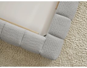 Világosszürke kárpitozott ágyneműtartós franciaágy ágyráccsal 160x200 cm Mont Blanc – Bobochic Paris