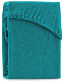 Sötétzöld-kék gumis frottír lepedő 140x200 cm Ruby – Restilo