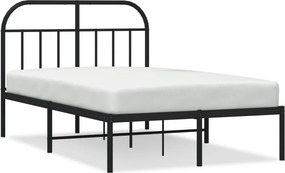 vidaXL fekete fém ágykeret fejtámlával 120 x 190 cm