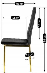 Elegáns Bársony Étkezőszék Fekete/Arany Színben. GAVI