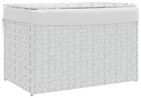 fehér polyrattan szennyeskosár fedéllel 55,5 x 35 x 34 cm