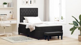 Box Spring Ágy Matraccal &amp; Paddal Fekete 120x190 cm Bársony