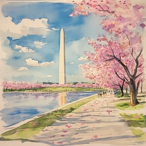 Canvas Vászonkép Washington Város Usa Obeliszk Emlékmű Tavasz 40x40
