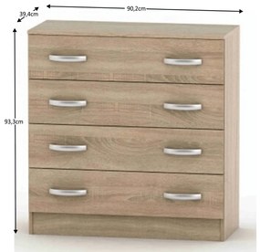 BETTY 4S komód, sonoma tölgy