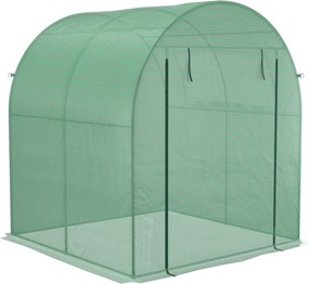 Outsunny Kerti Üvegház 180x180x200 cm Kis Alagú Üvegház Felhúzható Ajtóval és Háló Ablakkal Növények és Virágok neveléséhez | Aosom