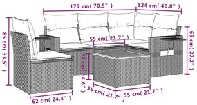 6 részes szürke polyrattan kerti ülőgarnitúra párnákkal