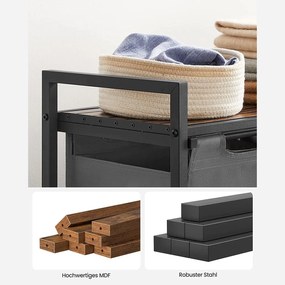 Szennyestartó 2x46L, kihúzható és levehető ruhatartó zsákkal, szürke