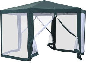 Kerti pavilon sátor, 3,9x2,5x3,9m, zöld/fehér, RINGE TYP 1+6 oldal