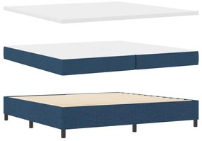 Box Spring Ágy Matraccal és Pad Kék 200x200 cm Szövet