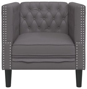 szürke műbőr Chesterfield kanapéfotel