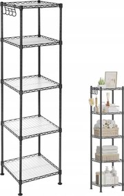 Stílusos könyvespolc, álló polc, fürdőszobába, konyhába 30x30x123cm magas fekete