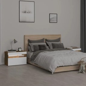 2 db füstös tölgy színű éjjeliszekrény LED-ekkel 60x35x40 cm