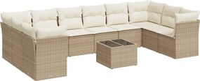 vidaXL 11 részes bézs polyrattan kerti ülőgarnitúra párnákkal