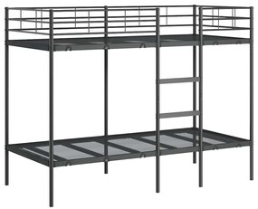 fekete acél emeletes ágy matrac nélkül 90 x 200 cm