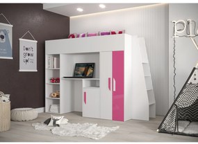 Kombinált gyerekágy 90 cm Puro 15 (matt fehér + fényes fehér + fényes rózsaszín). 1087095