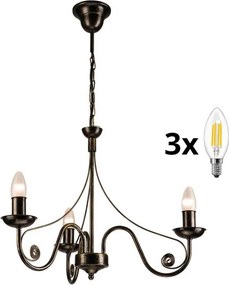 BRILAGI - LED Csillár láncon STEFANO 3xE14/40W/230V fekete patina