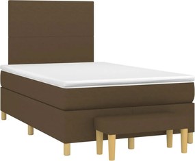 vidaXL sötétbarna szövet rugós ágy matraccal 120 x 190 cm