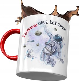 Piros bögre anyósnak, fényképes nyomott mintás ajándék