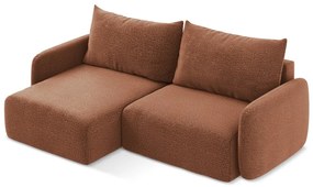 Téglavörös kinyitható-tárolóhelyes sarokkanapé (bal oldali) Kalena – Makamii