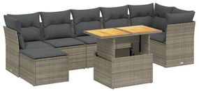 8 részes szürke polyrattan kerti ülőgarnitúra párnákkal