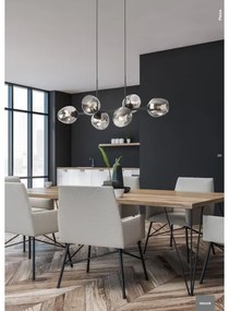 Redo 01-2620 - Csillár zsinóron PIERCE 6xE27/42W/230V fekete/füstös