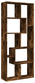 füstös tölgy szerelt fa elválasztó könyvespolc 67x25x161,5 cm