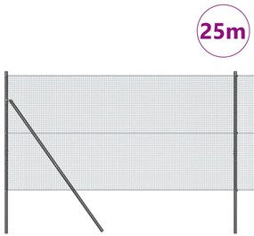 Hegesztett drótkerítés 13 poszttal Szürke 1.2x25 m Acél