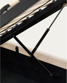 Bézs kárpitozott ágyneműtartós franciaágy ágyráccsal 180x200 cm Nahiri – Kave Home