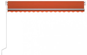 narancs és barna kézzel kihúzható LED-es napellenző 400x300 cm
