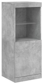 betonszürke tálalószekrény LED-világítással 162 x 37 x 100 cm