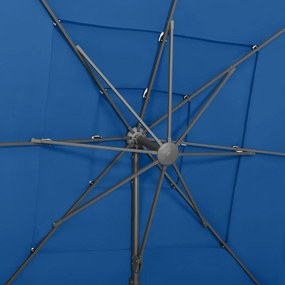 4 szintes azúrkék napernyő alumíniumrúddal 250 x 250 cm