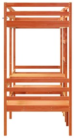 barna fenyő galériaágy-keret asztallal és székekkel 90 x 200 cm