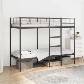 fekete acél emeletes ágy matrac nélkül 80 x 200 cm