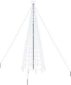 vidaXL LED Karácsonyfák talajráccsal Hideg fehér 400 cm Vas