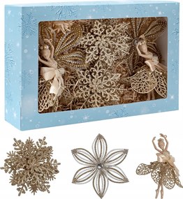 KarĂĄcsonyfadĂsz Szett HĂłpehely VirĂĄg Balerina Arany AjĂĄndĂ©k KarĂĄcsonyra