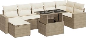 vidaXL 8 részes bézs polyrattan kerti ülőgarnitúra párnával
