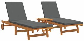 vidaXL Napozó 2-személy 3 pcs Barna Tömör Akácfa