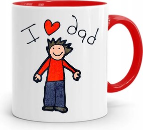 Piros Bögre Apának I Love Dad Ajándék fényképes nyomtatással
